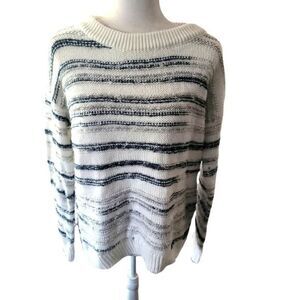 Calvin Klein oversized comfy knit sweater stripes size medium crew neck fall